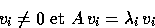 \begin{displaymath}
v_i \ne 0 \mbox{ et } A\, v_i = \lambda_i \, v_i\end{displaymath}